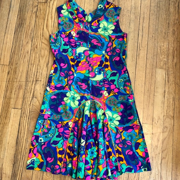 Vintage 1960s 1970s Barbie Psychedelic Romper M/L - Picture 7 of 12